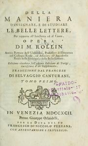 Cover of: Della maniera d'insegnare e di studiare le belle lettere per rapporto all'intelletto e al cuore