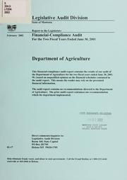 Cover of: Department of Agriculture, financial-compliance audit for the two fiscal years ended ... by Montana. Legislature. Legislative Audit Division.