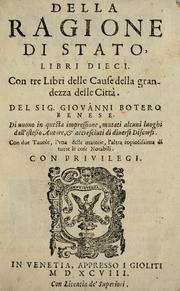 Cover of: Della ragione di stato, libri dieci by Botero, Giovanni