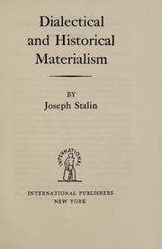 Cover of: Dialectical and historical materialism by Joseph Stalin