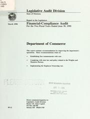 Cover of: Department of Commerce financial-compliance audit for the two fiscal years ended June 30 ... by Montana. Legislature. Legislative Audit Division., Montana. Legislature. Legislative Audit Division.