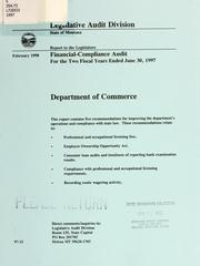 Cover of: Department of Commerce financial-compliance audit for the two fiscal years ended June 30 ... by Montana. Legislature. Legislative Audit Division.