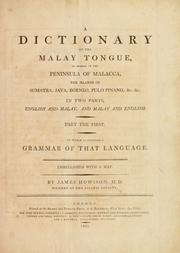Cover of: A dictionary of the Malay tongue by James Howison