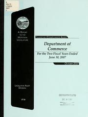 Cover of: Department of Commerce financial-compliance audit for the two fiscal years ended June 30 ... by Montana. Legislature. Legislative Audit Division., Montana. Legislature. Legislative Audit Division.