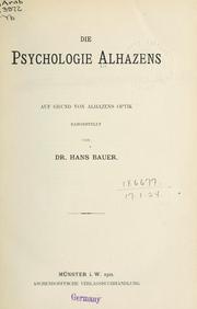 Cover of: Psychologie Alhazens: auf Grund von Alhazens Optik