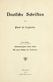 Cover of: Deutsche Schriften by Paul de Lagarde