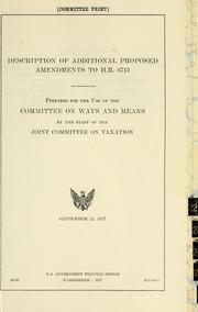 Cover of: Description of additional proposed amendments to H.R. 6715