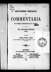 Cover of: Disputationes theologicæ, seu, Commentaria in Summam theologicam D. Thomæ by Louis Adolphe Paquet