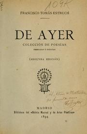 Cover of: De ayer: Colección de poesías premiadas e inéditas