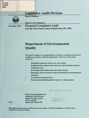 Cover of: Department of Environmental Quality financial-compliance audit for the two fiscal years ended ...