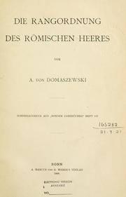 Cover of: Rangordnung des römischen Heeres.