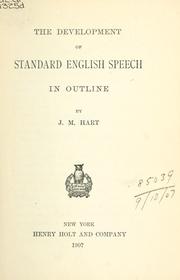 Cover of: development of standard English speech in outline.