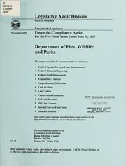 Cover of: Department of Fish, Wildlife and Parks financial-compliance audit for the two fiscal years ended ...