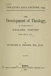 Cover of: The development of theology: as illustrated in English poetry from 1780-1830.
