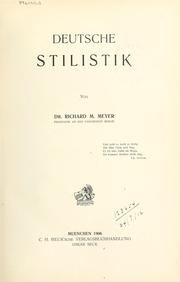 Cover of: Deutsche Stilistik. by Richard Moritz Meyer