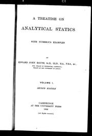 Cover of: A treatise on analytical statics: with numerous examples