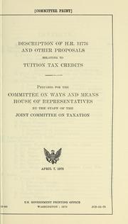 Cover of: Description of H.R. 11776 and other proposals relating to tuition tax credits