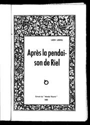 Cover of: Après la pendaison de Riel