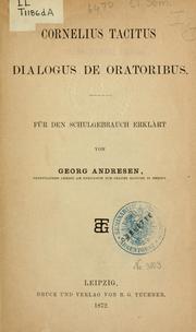 Cover of: Dialogus de oratoribus by P. Cornelius Tacitus