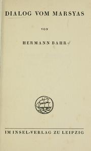 Cover of: Dialog vom Marsyas. by Hermann Bahr