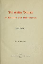 Cover of: richtige Berliner in Wörtern und Redensarten.