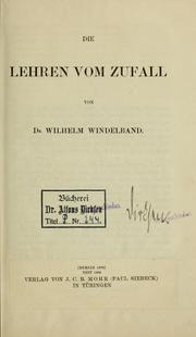 Cover of: Die Lehren vom Zufall.