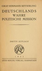 Cover of: Deutschlands wahre politische Mission.