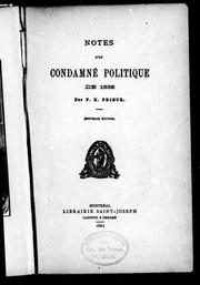 Cover of: Notes du condamné politique de 1838