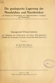 Cover of: Die geologische Lagerung der Moorleichen und Morrbrücken by Hans Hahne