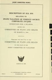 Cover of: Description of H.R. 5076 relating to state taxation of foreign source corporate income | 