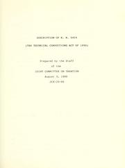 Cover of: Description of H.R. 5454 (the Technical Corrections Act of 1990) | United States. Congress. Joint Committee on Taxation