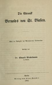 Cover of: Die Chronik Bernolds von St. Blasien.