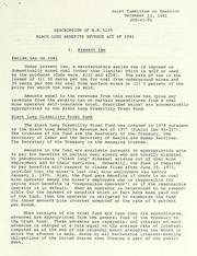 Description of H.R. 5159, Black Lung Benefits Revenue Act of 1981