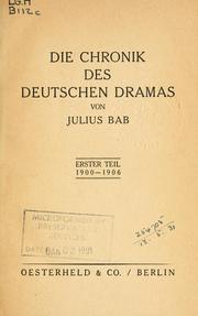 Cover of: Chronik des deutschen Dramas