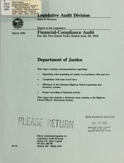 Cover of: Department of Justice financial-compliance audit for the two fiscal years ended ...