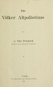 Cover of: Die Völker Altpalästinas.