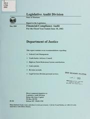 Cover of: Department of Justice financial-compliance audit for the two fiscal years ended ... by Montana. Legislature. Legislative Audit Division.