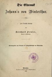 Cover of: Die Chronik Johann's von Winterthur by Johannes of Winterthur