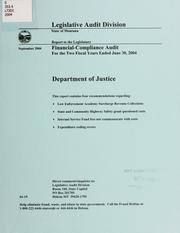 Cover of: Department of Justice financial-compliance audit for the two fiscal years ended ... by Montana. Legislature. Legislative Audit Division.