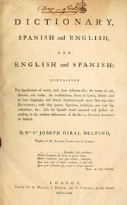 Cover of: dictionary, Spanish and English, and English and Spanish | HipГіlito San Joseph Giral del Pino