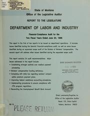 Cover of: Department of Labor and Industry financial-compliance audit for the two fiscal years ended June 30,...
