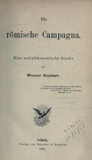 Cover of: Die römische Campagna: eine sozialökonomische Studie