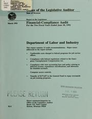 Cover of: Department of Labor and Industry financial-compliance audit for the two fiscal years ended June 30,... by Montana. Legislature. Office of the Legislative Auditor.