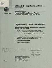 Cover of: Department of Labor and Industry financial-compliance audit for the two fiscal years ended June 30,...