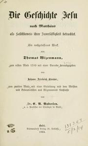 Cover of: Die Geschichte Jesu by Thomas Wizenmann