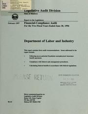 Cover of: Department of Labor and Industry financial-compliance audit for the two fiscal years ended ... by Montana. Legislature. Legislative Audit Division.