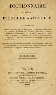 Cover of: Dictionnaire classique d'histoire naturelle