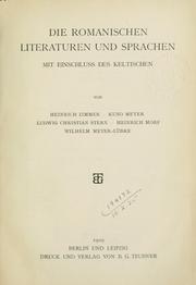 Cover of: Die romanischen Literaturen und Sprachen by Zimmer, Heinrich