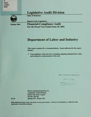 Cover of: Department of Labor and Industry financial-compliance audit for the two fiscal years ended ... by Montana. Legislature. Legislative Audit Division.