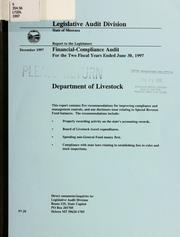 Cover of: Department of Livestock financial-compliance audit for the two fiscal years ended ... by Montana. Legislature. Legislative Audit Division.